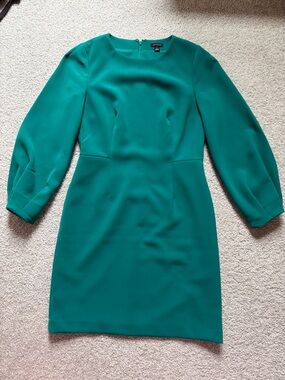 Ann Taylor Teal Green Puff Sleeve Sheath Mini Dress size 2